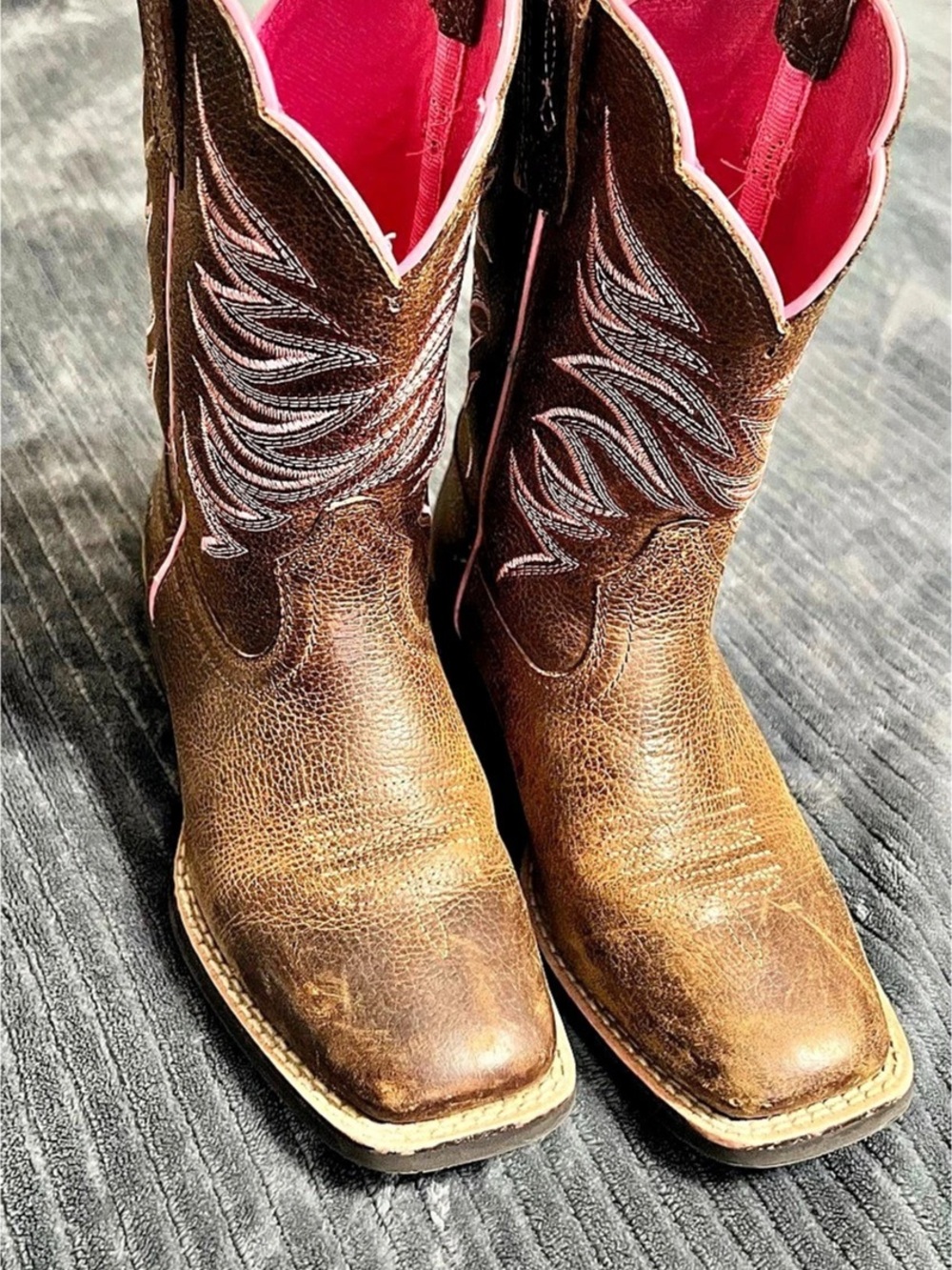 Ariat Girls' Westwood Western Boot Brown & Pink US 13